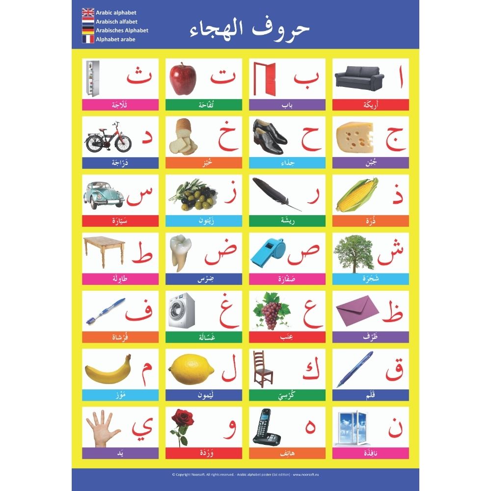 fixed Poster A1 Het Arabisch Alfabet – Decoratief én educatief (590 mm x 840 mm)